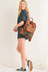 Western Animal Print Patchwork Faux Leather Functional Backpack