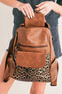 Western Animal Print Patchwork Faux Leather Functional Backpack