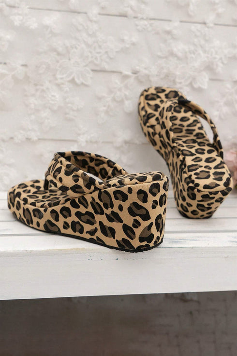 Western Animal Print Platform Wedge Flip Flops