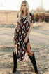 Western Aztec All Over Print H-Line Summer T-shirt Dress