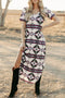 Western Aztec All Over Print H-Line Summer T-shirt Dress