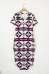 Western Aztec All Over Print H-Line Summer T-shirt Dress