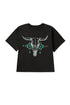 Western Aztec Bull Skull Graphic Print Tee