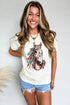 Western Aztec Horse Print Relaxed Fit Graphic Crewneck Tee