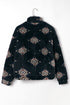 Western Aztec Pattern Zipper Collared Sherpa Fleece Jacket