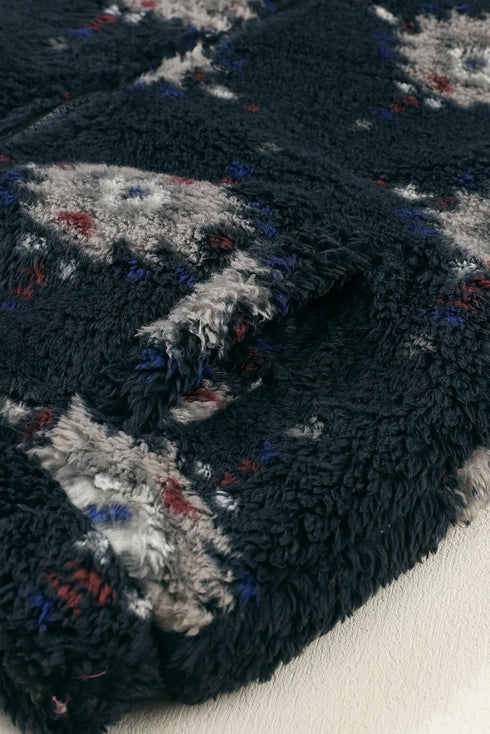 Western Aztec Pattern Zipper Collared Sherpa Fleece Jacket