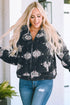 Western Aztec Pattern Zipper Collared Sherpa Fleece Jacket