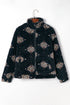 Western Aztec Pattern Zipper Collared Sherpa Fleece Jacket