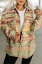 Western Aztec Print Button Flap Pocket Jacket