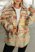 Western Aztec Print Button Flap Pocket Jacket