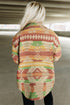 Western Aztec Print Button Flap Pocket Jacket