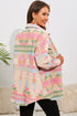 Western Aztec Print Button Flap Pocket Shacket