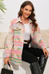 Western Aztec Print Button Flap Pocket Shacket