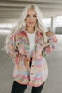 Western Aztec Print Button Flap Pocket Shacket