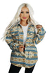 Western Aztec Print Button Flap Pocket Shacket