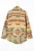 Western Aztec Print Button Flap Pocket Shacket
