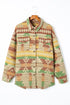 Western Aztec Print Button Flap Pocket Shacket