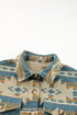 Western Aztec Print Button Flap Pocket Shacket
