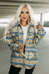 Western Aztec Print Button Flap Pocket Shacket