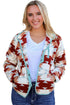 Western Aztec Print Buttoned Zipper Pocket Fleece Jacket