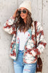 Western Aztec Print Buttoned Zipper Pocket Fleece Jacket