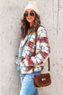 Western Aztec Print Buttoned Zipper Pocket Fleece Jacket