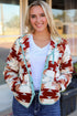 Western Aztec Print Buttoned Zipper Pocket Fleece Jacket