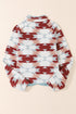 Western Aztec Print Buttoned Zipper Pocket Fleece Jacket