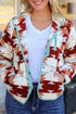Western Aztec Print Buttoned Zipper Pocket Fleece Jacket