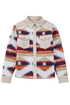 Western Aztec Print Corduroy Patchwork Raw Hem Shirt Jacket
