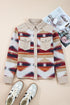 Western Aztec Print Corduroy Patchwork Raw Hem Shirt Jacket