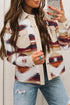 Western Aztec Print Corduroy Patchwork Raw Hem Shirt Jacket