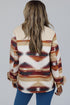 Western Aztec Print Corduroy Patchwork Raw Hem Shirt Jacket