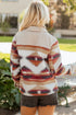 Western Aztec Print Corduroy Patchwork Raw Hem Shirt Jacket