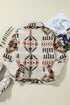 Western Aztec Print Fleece Stand Neck Zip Up Jacket