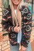Western Aztec Print Fleece Zip Up Collar Jacket