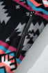 Western Aztec Print Fleece Zip Up Collar Jacket