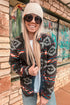 Western Aztec Print Fleece Zip Up Collar Jacket