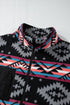Western Aztec Print Fleece Zip Up Collar Jacket