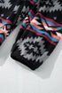 Western Aztec Print Fleece Zip Up Collar Jacket