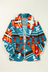 Western Aztec Print Lapel Bell Sleeve Jacket