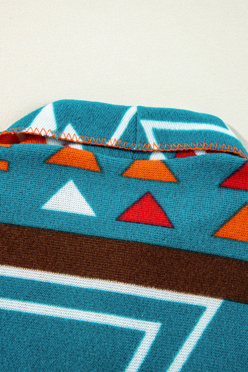 Western Aztec Print Lapel Bell Sleeve Jacket