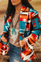 Western Aztec Print Lapel Bell Sleeve Jacket