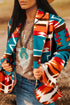 Western Aztec Print Lapel Bell Sleeve Jacket