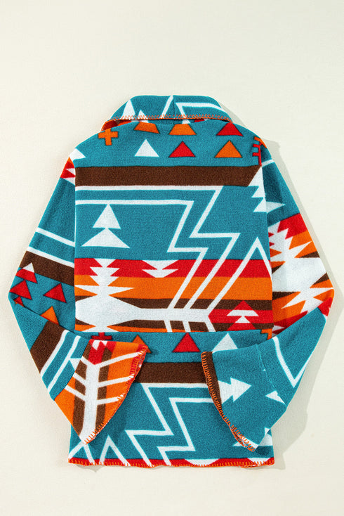 Western Aztec Print Lapel Bell Sleeve Jacket