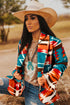 Western Aztec Print Lapel Bell Sleeve Jacket