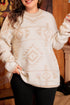 Western Aztec Print Loose Fit Pullover Sweater