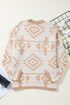 Western Aztec Print Loose Fit Pullover Sweater
