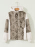 Western Aztec Print Mixed Panel Patchwork Hooded Jacket