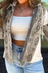 Western Aztec Print Mixed Panel Patchwork Hooded Jacket